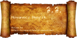Hovanecz Henrik névjegykártya